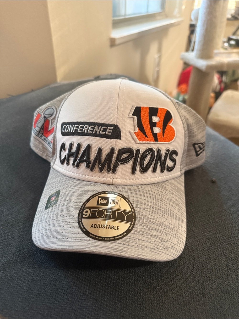 New Era White/Gray Cincinnati Bengals Conference Champions 9FORTY Hat